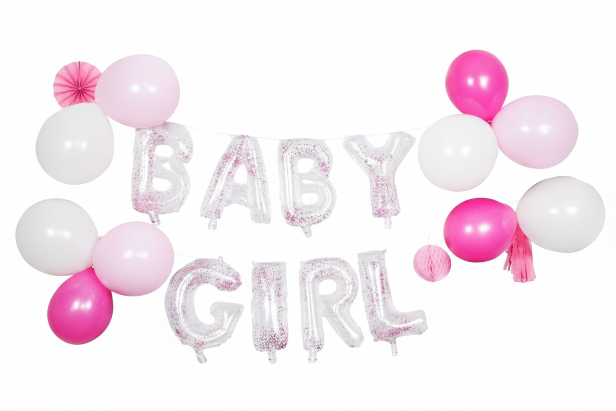 Deko-Set Ballon-Girlande Baby Girl Latex
