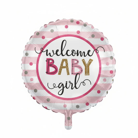 Folienballon Welcome Baby Girl