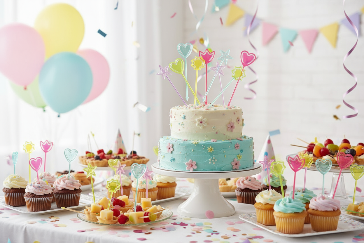 Picks Herzen & Sterne Plastik 9 cm 30 Stk