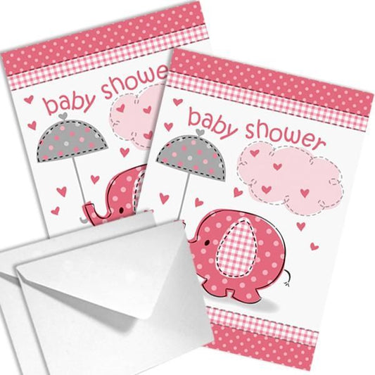 Einladg+Umschl.BabySh.pink 8er,14×10cm