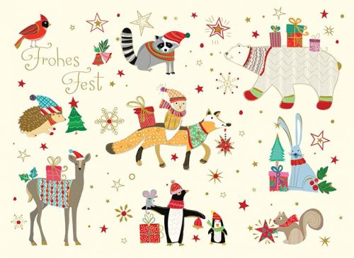 Postkarte Weihnachten mit lustigen Tieren - Avaloon Party-Deko-Geschenke