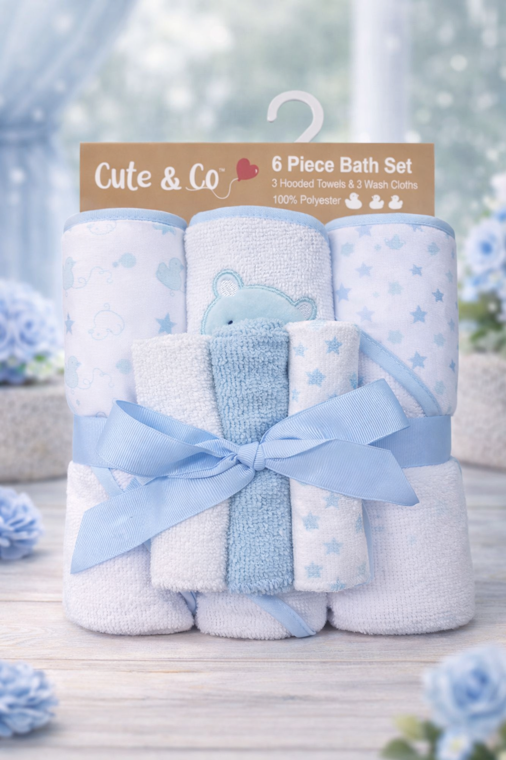 Hooded Towel and Washcloth Bath Set