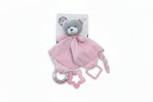 Baby Teddy Schmusetuch mit Rassel, Beißhilfe und Ring