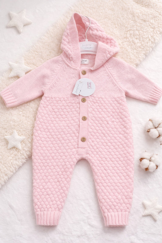 Baby Strick-Einteiler mit Kaupuze Rosa
