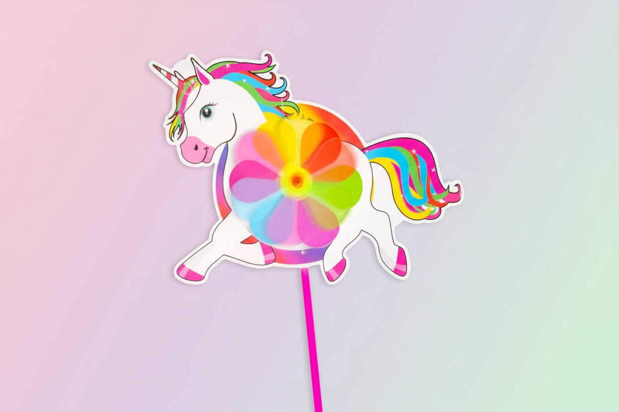 Unicorn Windmill 35cm - Colorful Garden Toy, 1 piece, 35cm wide