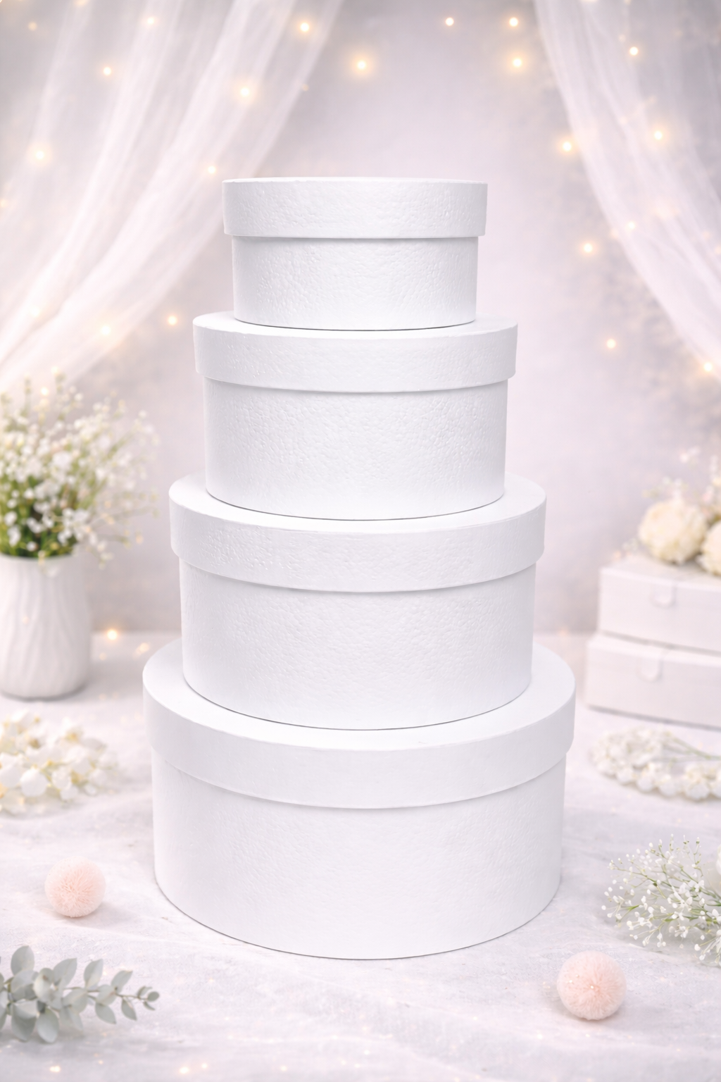 Geschenkbox rund Weiss