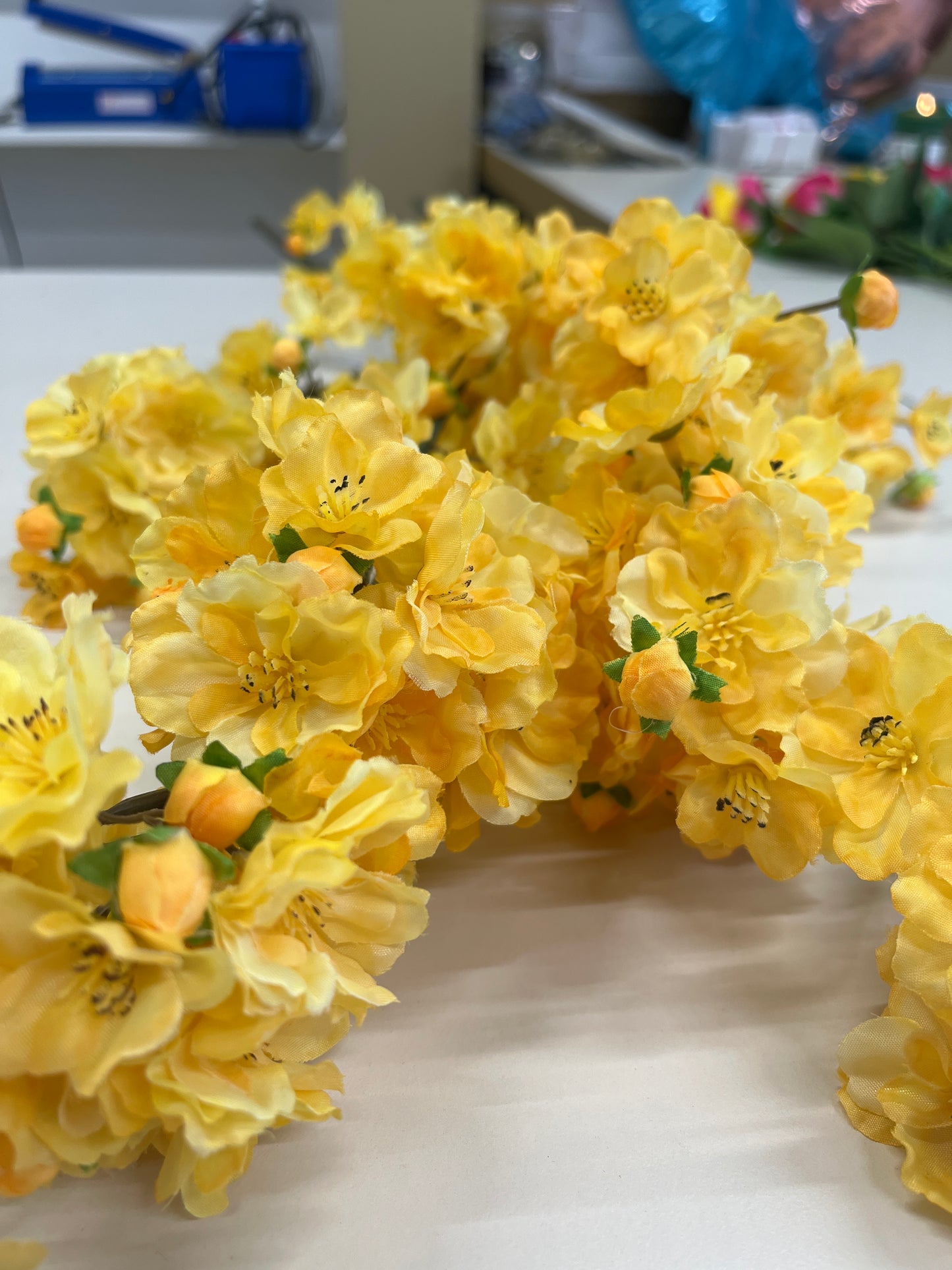 Artificial Cherry Blossom Branch yellow