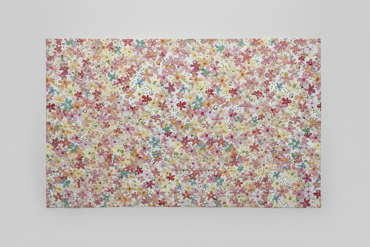 Gift wrap with colorful flowers