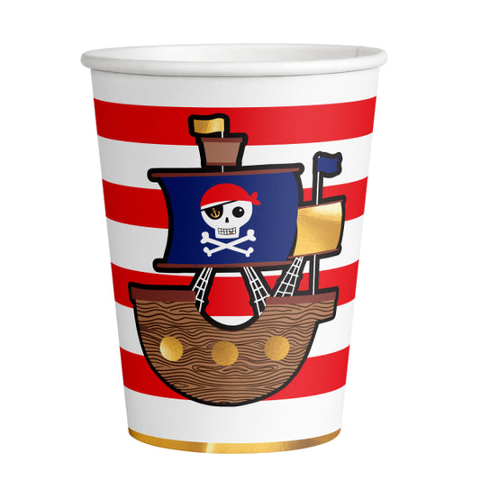 Becher Pirates Map Papier 250 ml 8Stk - Avaloon Party-Deko-Geschenke