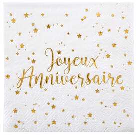 Serviettes Joyeux anniversaire 33 x 33 cm