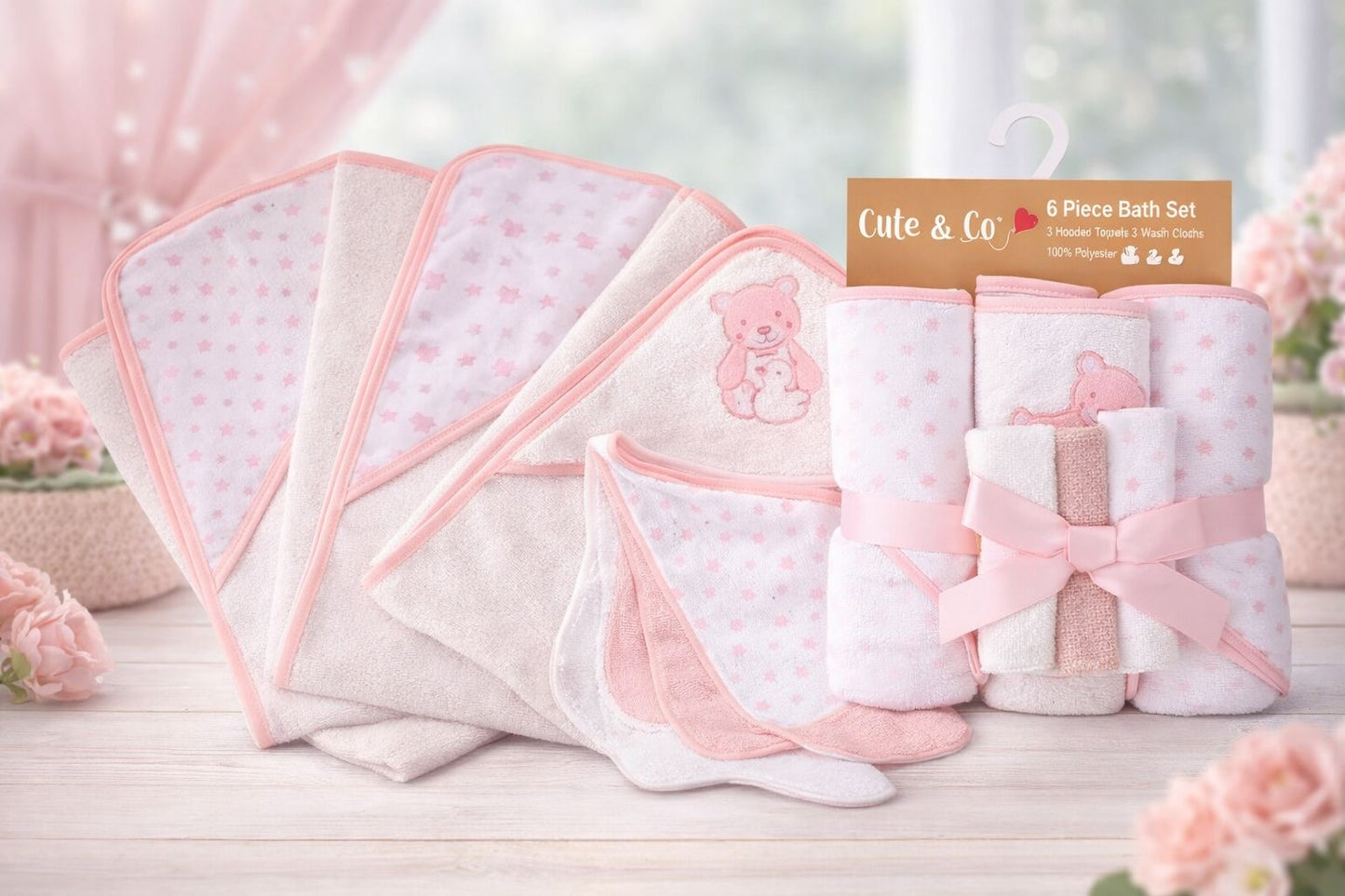 Hooded Towel and Washcloth Bath Set