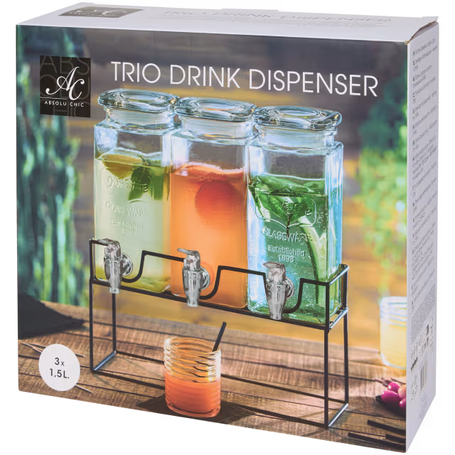 Limonadenspender Glas mit Zapfhahn & Halter – 1,5 Liter