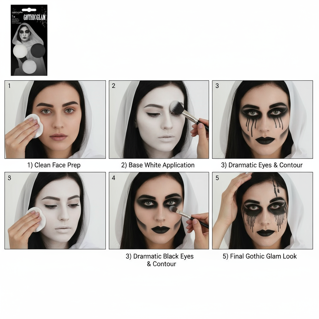 Aqua-Set Gothic (3 x Gesichtsfarbe / 1 Pinsel / 2 Bögen Tattoos)