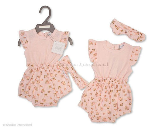 Baby Mädchen Faux-Zweiteiler mit Haarband - Rosen