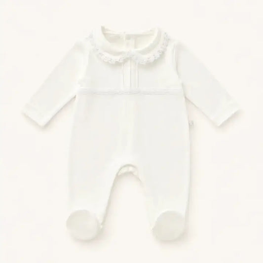 Babygrow Beige – Baby-Overall aus Baumwolle mit Spitze