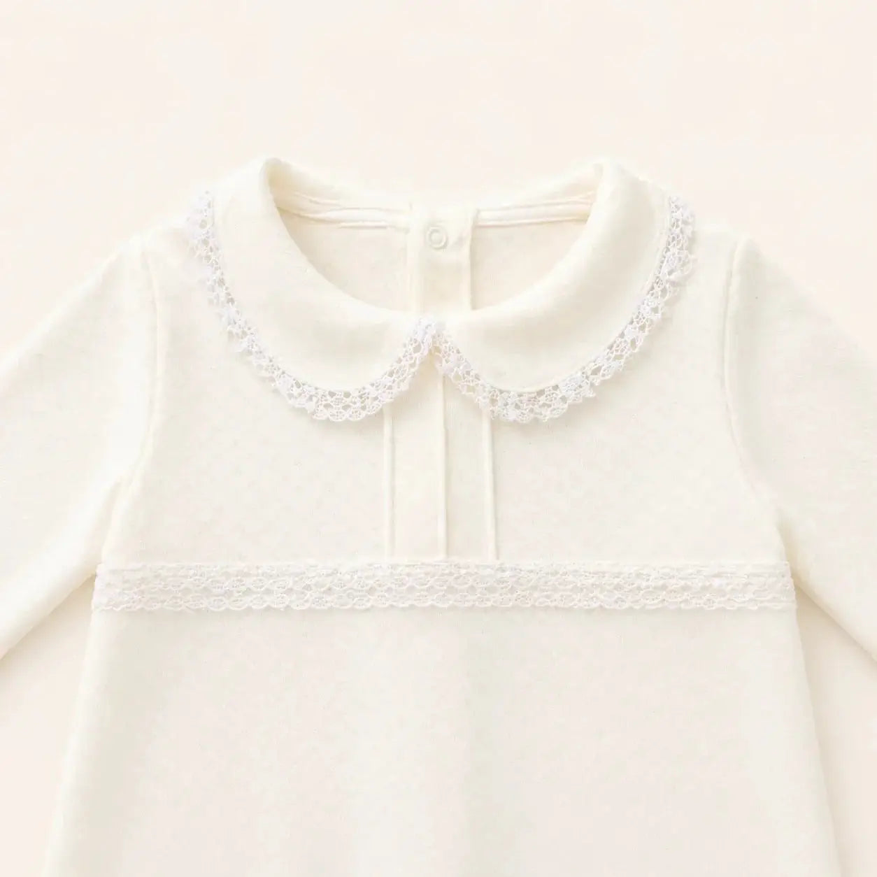 Babygrow Beige – Baby-Overall aus Baumwolle mit Spitze