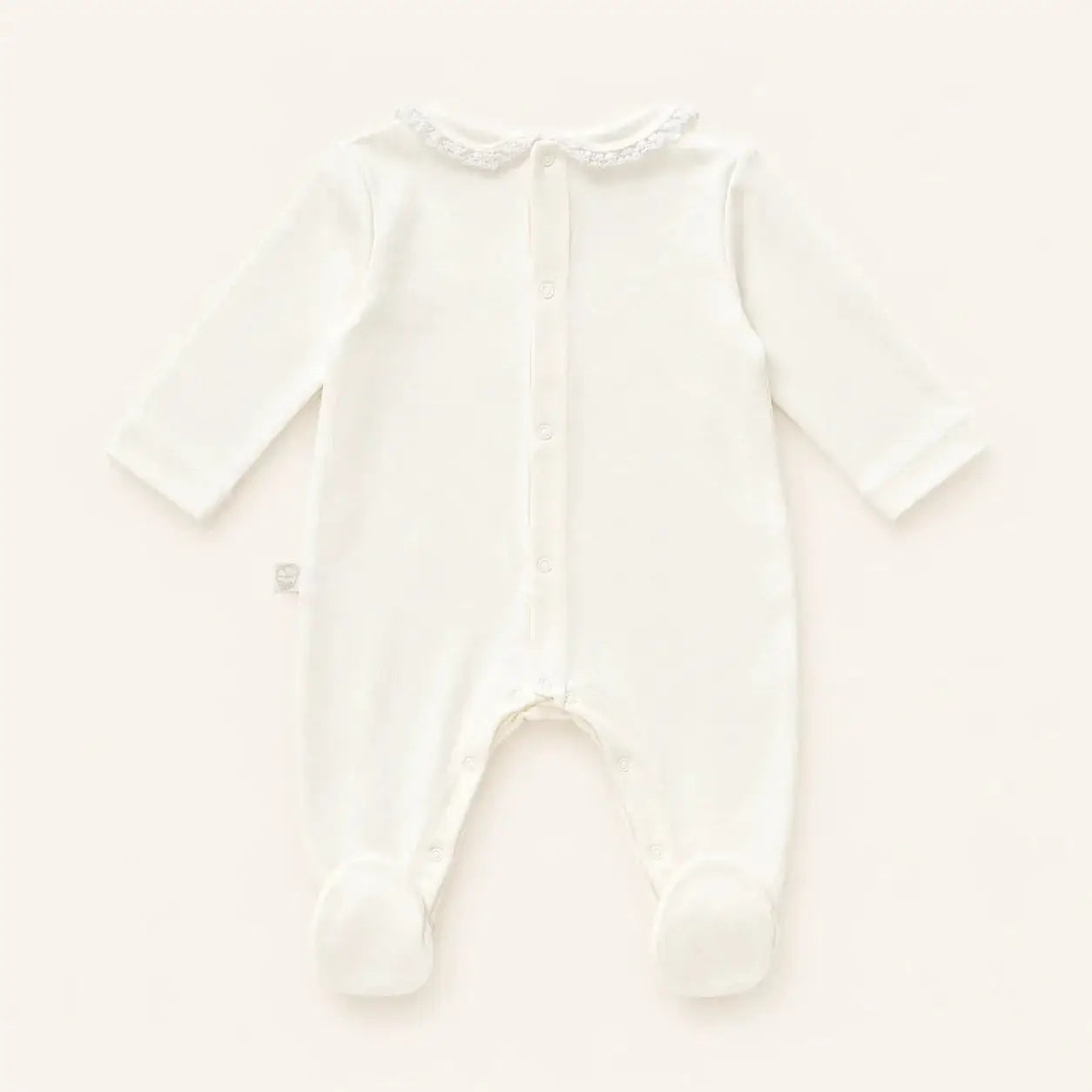 Babygrow Beige – Baby-Overall aus Baumwolle mit Spitze