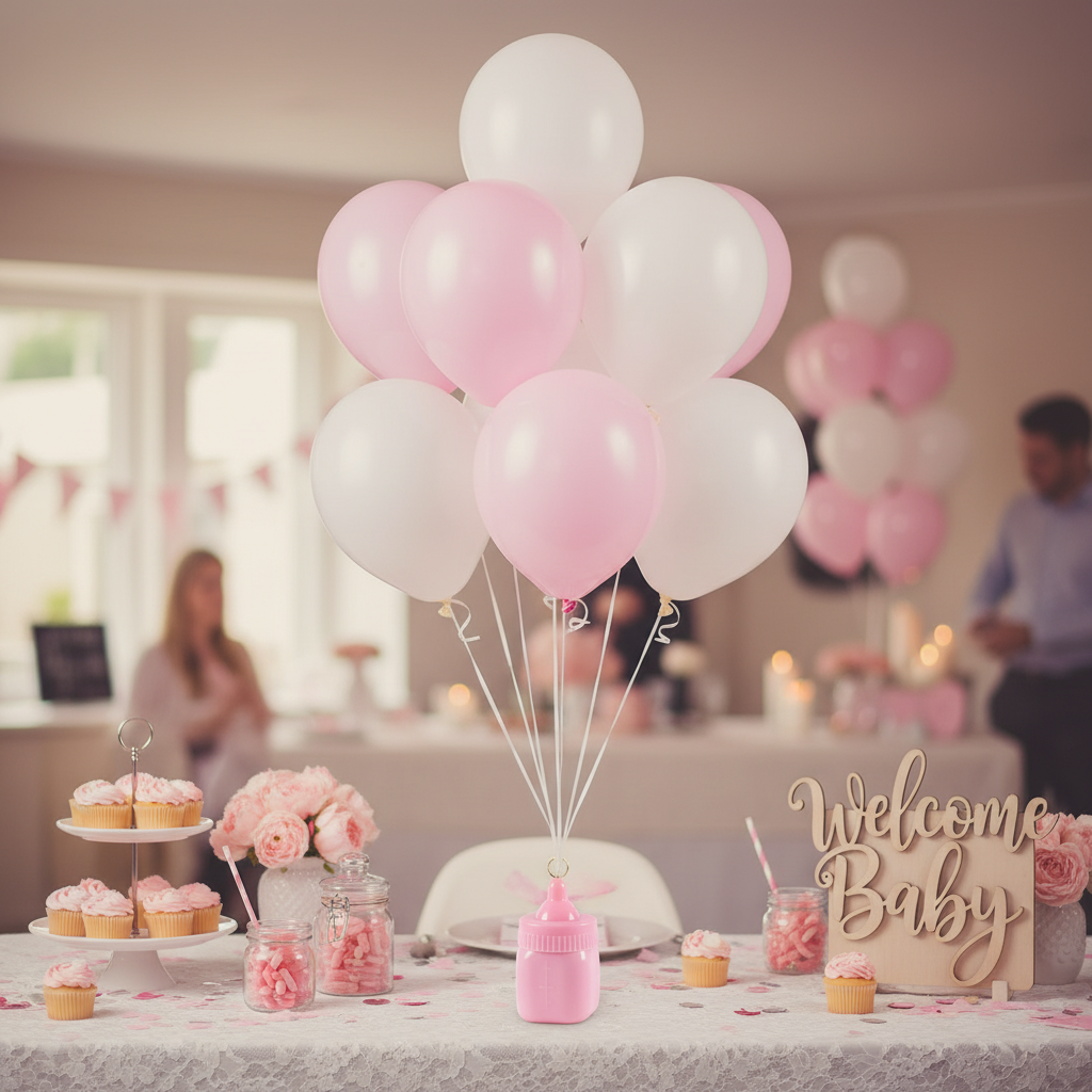 Ballongewicht Babyflasche rosa