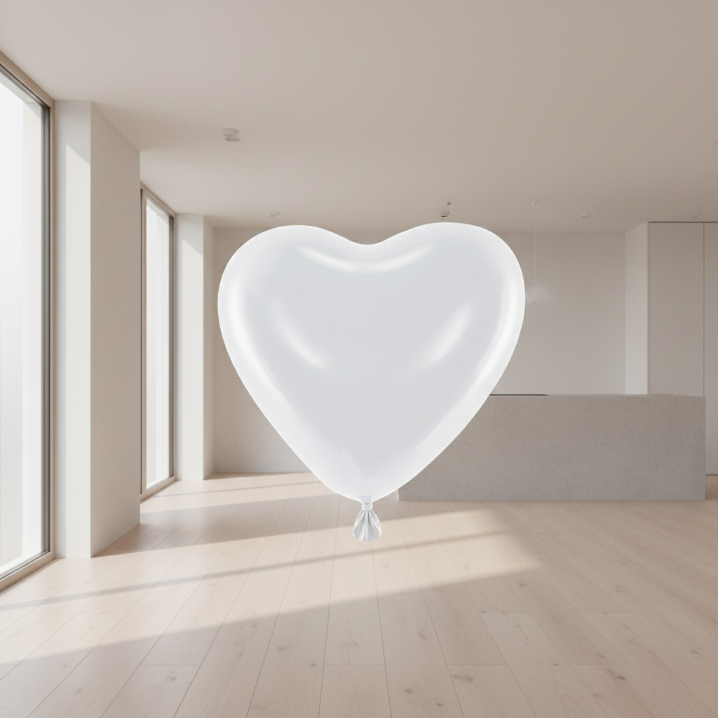 Balloons Hearts Pastel White