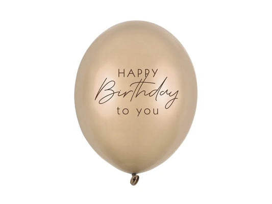 Ballons 30 cm, Happy Birthday, Metallic Cold Gold