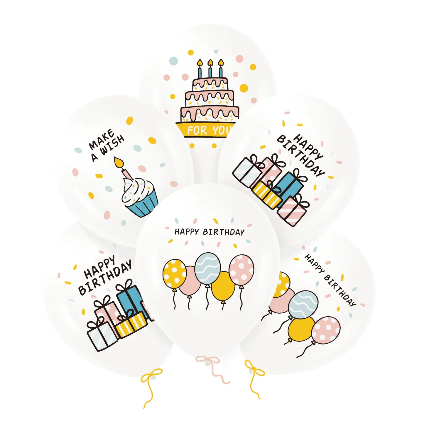 Geburtstags-Ballons Happy Birthday Pastell Bunt 30 cm