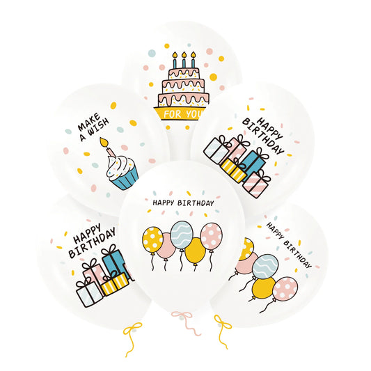 Geburtstags-Ballons Happy Birthday Pastell Bunt 30 cm
