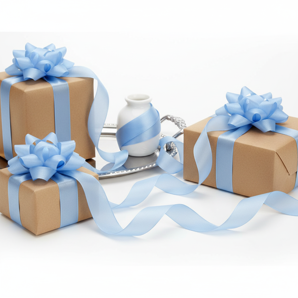 Gift Ribbon Wire 25mmx2.5m, light blue