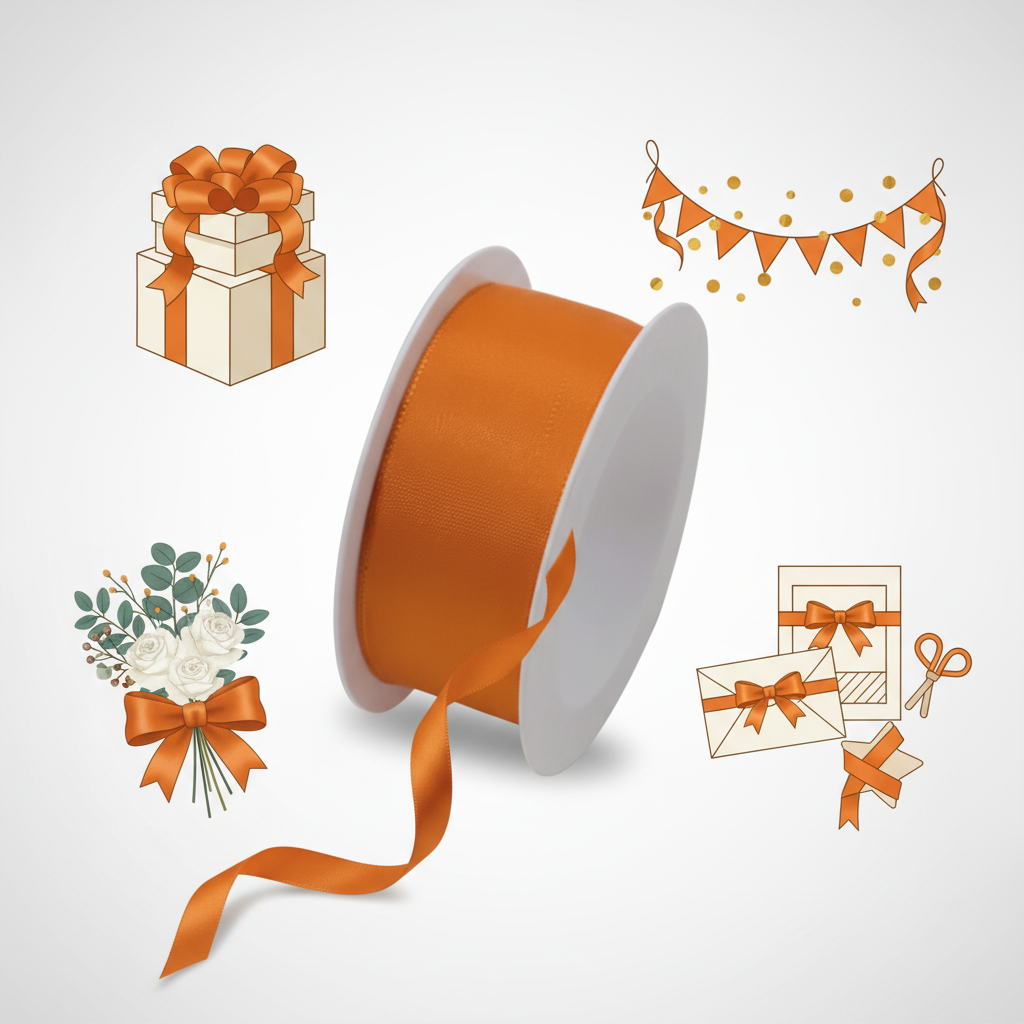 Gift Ribbon Wire 25mmx2.5m, orange