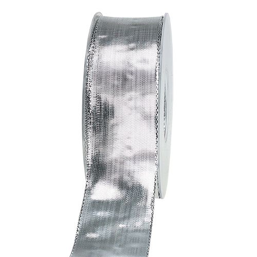 Band mit Draht Glitzer Silber 25mmx2,5m