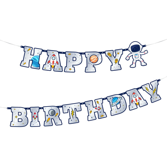 Banner Happy Birthday Weltraum – 220 x 16 cm