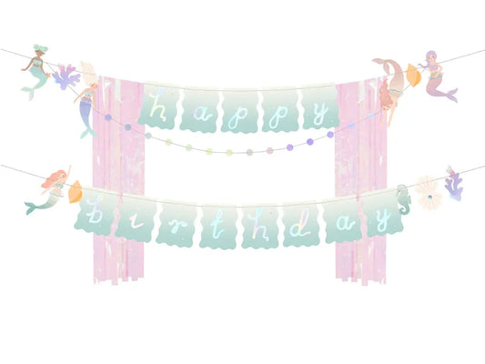 Banner Happy Birthday Meerjungfrau, 130x100cm, Mix