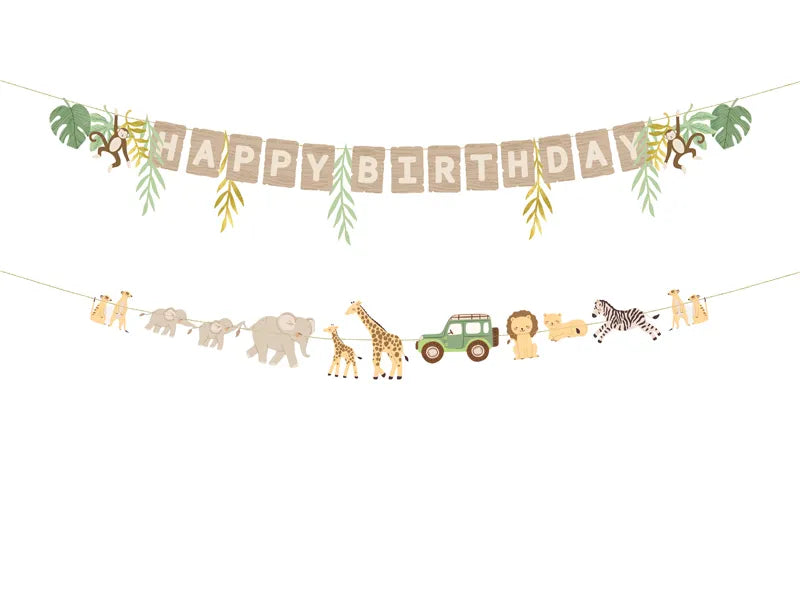 Banner Happy Birthday Safari, 180 cm, Mix
