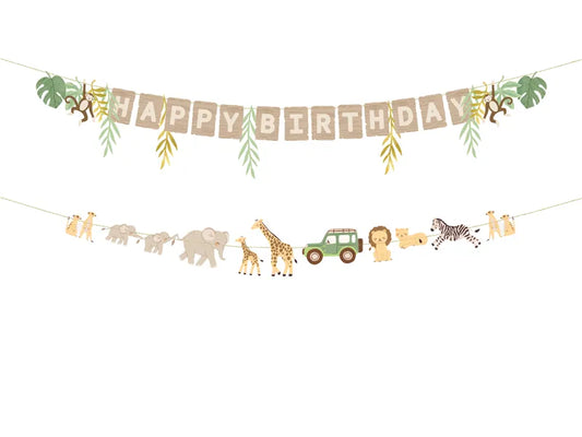 Banner Happy Birthday Safari, 180 cm, Mix