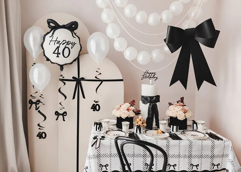 Becher mit Schleifen, creme-schwarz, 220 ml