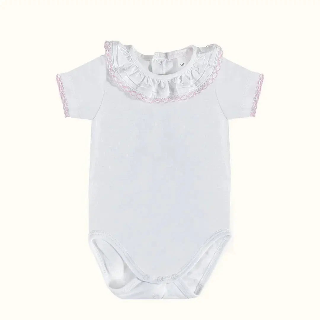 Body mit Kragen Candy Weiß/Rosa Sommer