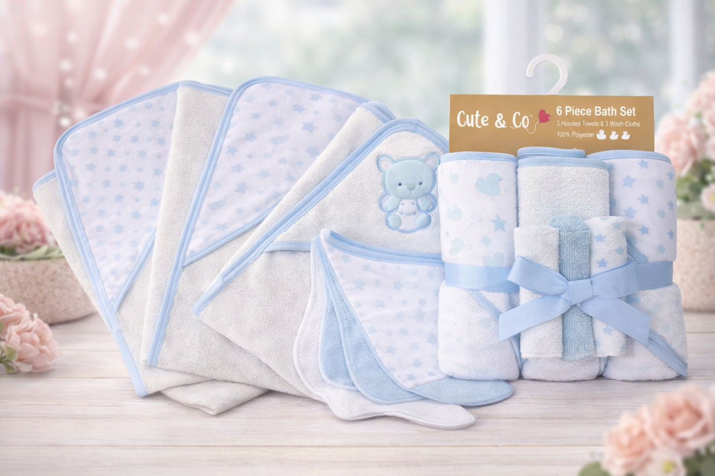 Hooded Towel and Washcloth Bath Set