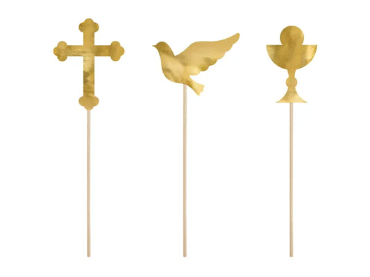 Caketopper Erstkommunion, gold, 31,5cm