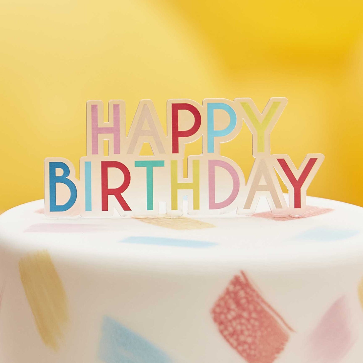 Caketopper Regenbogen Acryl Happy Birthday