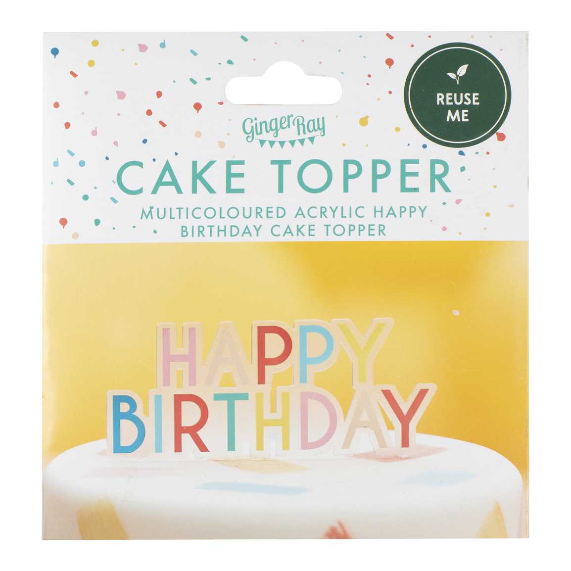 Caketopper Regenbogen Acryl Happy Birthday