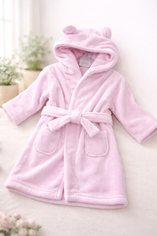 Baby Bademantel mit Kapuze - Rosa
