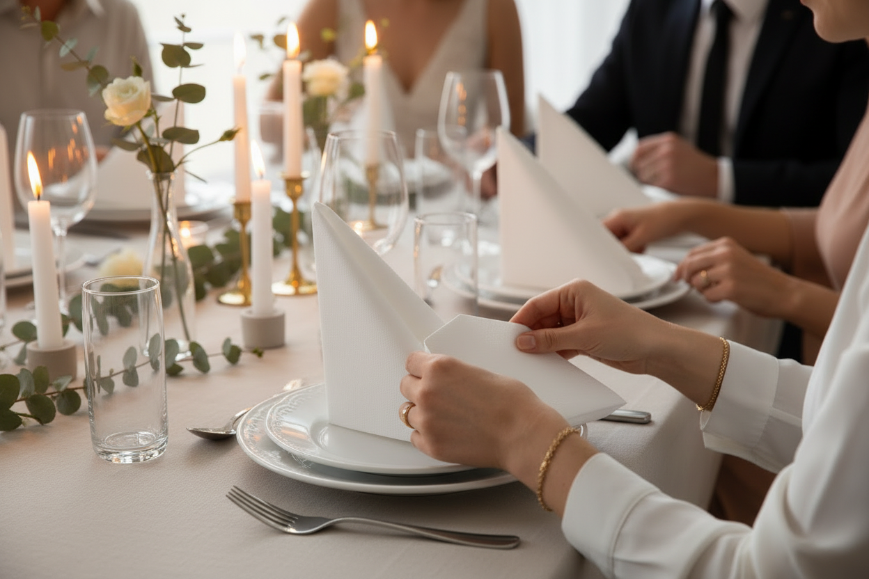 Three-ply napkins, white, 33x33cm