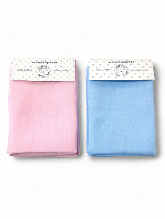 Baby Musselin Quadrate - 6-er Pack - Einfarbig