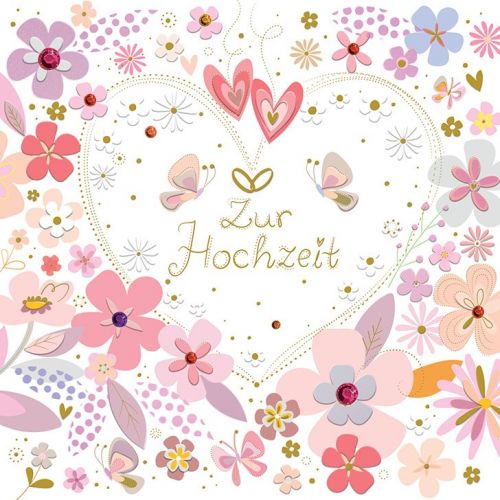 Hochzeitskarte Herz und Glitzersteine