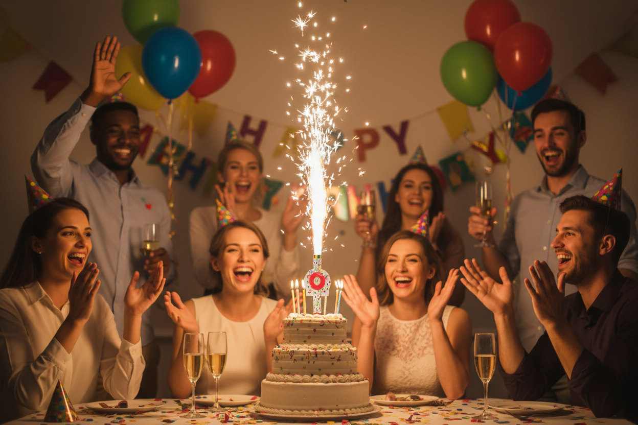 Happy Birthday Ice Fountain for unforgettable celebrations with numbers