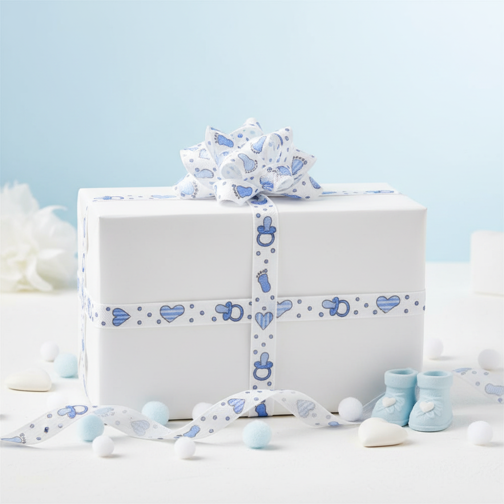 gift ribbon baby blue strands