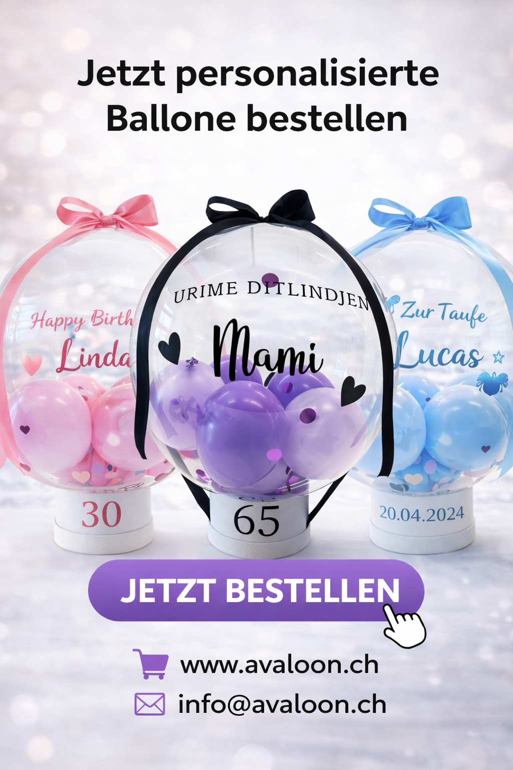 Geschenkballon gefüllt mit kleine Ballon
