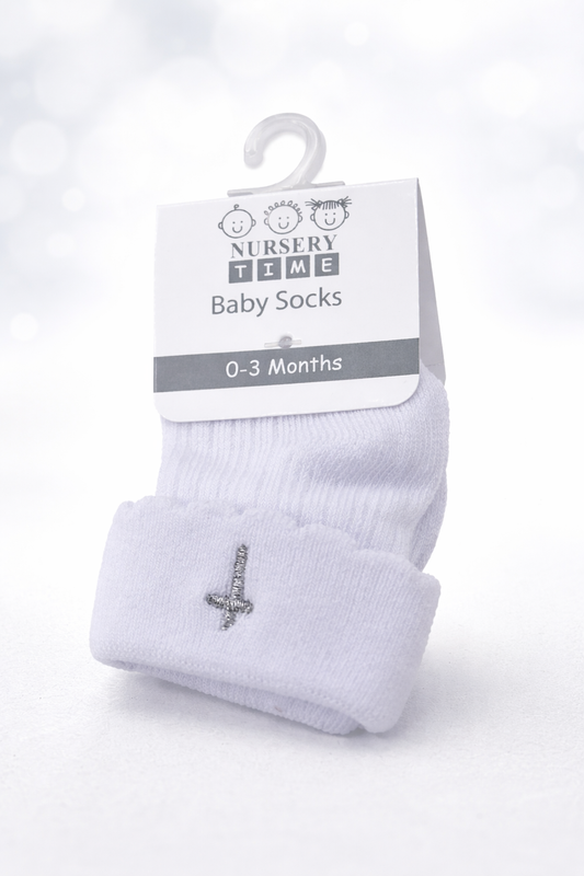 Chaussettes de baptême pour bébé - croix