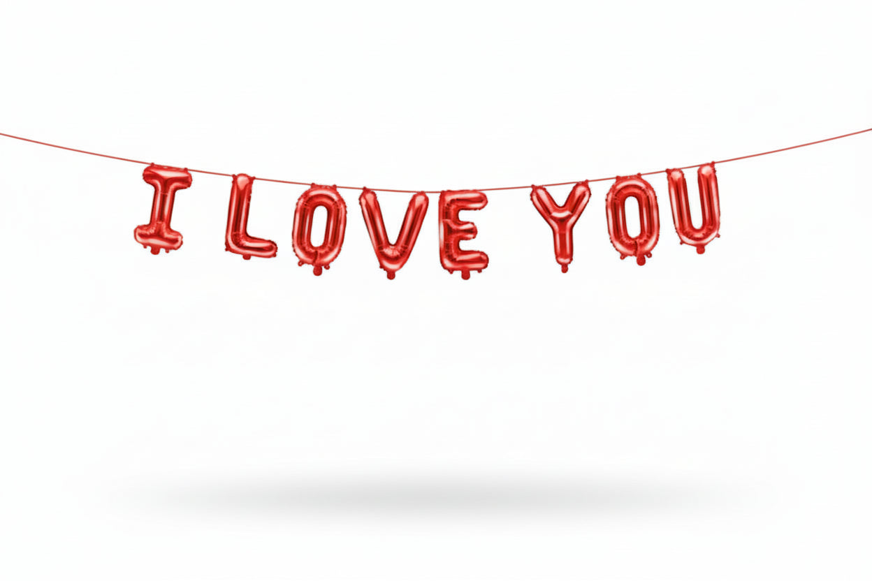 Folien-Luftballon I love you, 260x40 cm, rot