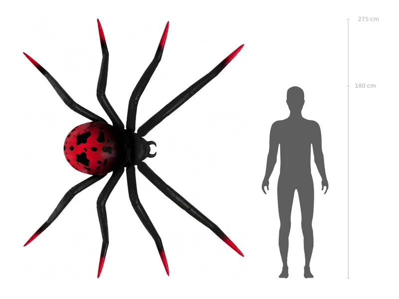 Folien-Standballon Spinne XXL, 275x152 cm, schwarz-rot