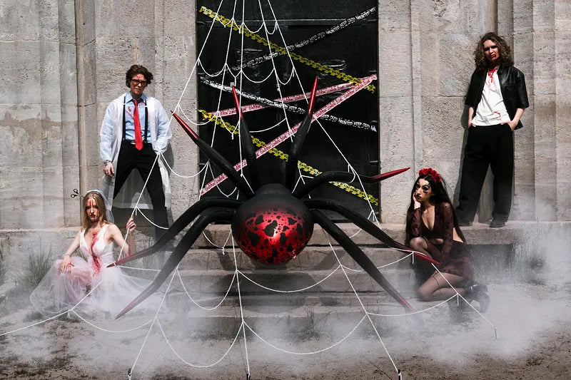 Folien-Standballon Spinne XXL, 275x152 cm, schwarz-rot